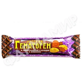 ГЕМАТОГЕН РУССКИЙ 40ГР ИЗЮМ В ГЛАЗУРИ