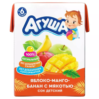 СОК АГУША ЯБЛОКО-МАНГО-БАНАН С МЯКОТЬЮ 6+ 200МЛ