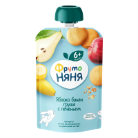 ПЮРЕ Д/ДЕТЕЙ ФРУТО НЯНЯ ЯБЛОКО БАНАН ГРУША ПЕЧЕНЬЕ 90ГР