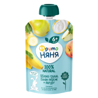 ПЮРЕ Д/ДЕТЕЙ ФРУТО НЯНЯ ЯБЛОКО ГРУША БАНАН ПЕРСИК ЙОГУРТ 90ГР