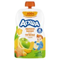 ПЮРЕ ФРУКТОВОЕ АГУША С 6 МЕС ЯБЛОКО БАНАН ВКУС ПЕЧЕНЬЕ 90ГР