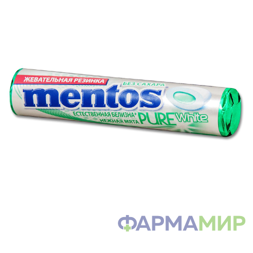 Резинка жевательная MENTOS (МЕНТОС) PURE Whait Нежна Мята 15,5г_Монтажная область 1