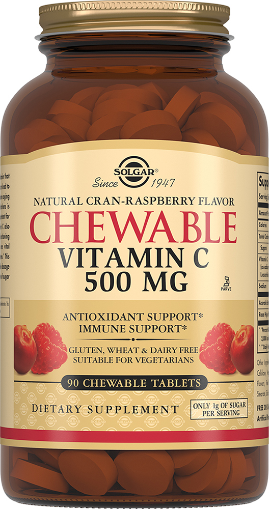 ВИТАМИН С 500МГ С МАЛИН.ВКУСОМ №90 ТАБЛ СОЛГАР (SOLGAR)