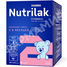 СМЕСЬ МОЛОЧНАЯ NUTRILAK (НУТРИЛАК) PREMIUM №2 C 6 ДО 12 МЕС 600ГР