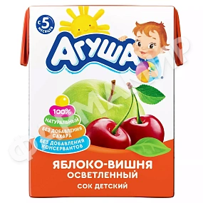 СОК АГУША ЯБЛОКО-ВИШНЯ ОСВЕТЛ 5+ 200МЛ