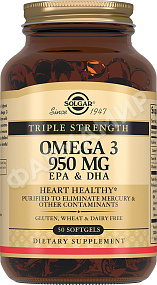 ТРОЙНАЯ ОМЕГА-3 950МГ №50 КАПС СОЛГАР (SOLGAR)