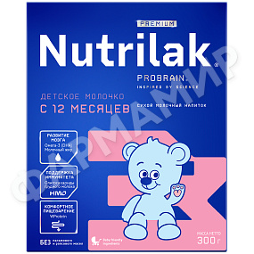 СМЕСЬ МОЛОЧНАЯ NUTRILAK (НУТРИЛАК) PREMIUM №3 ДЕТСКОЕ МОЛОЧКО C 12 МЕС 300ГР