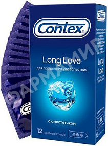 ПРЕЗЕРВАТИВЫ CONTEX (КОНТЕКС) LONG LOVE С АНЕСТЕТИКОМ №12