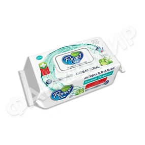 САЛФЕТКИ ВЛАЖНЫЕ FLOVELL CARE (ФЛОВЕЛЛ КЕА) PREMIUM ANTIBACTERIAL №100